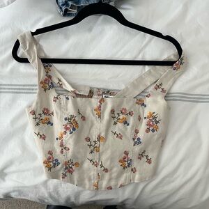 Reformation Floral square neck crop top